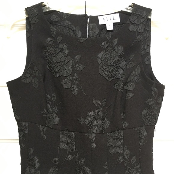 GORGEOUS ELLE BLACK DRESS WITH RAISED FLORAL SILK - Picture 2 of 6
